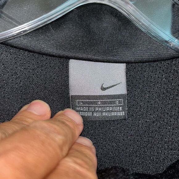 Nike vintage black gray full snap retro warm up jacket L old school basketball - Picture 5 of 8